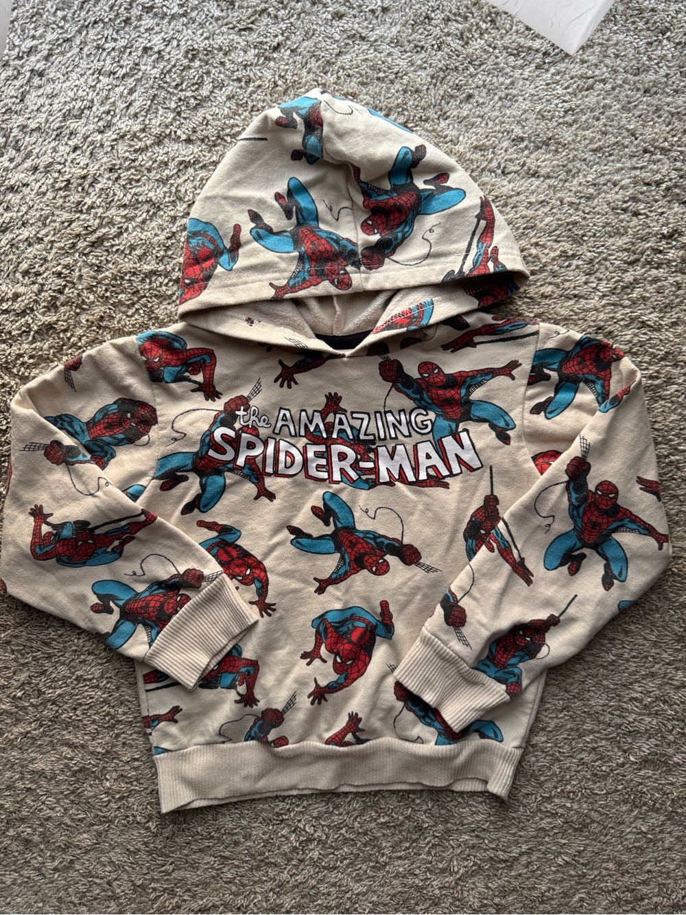 Marvel The Amazing Spider-Man Boys Hoodie Size 6 All Over Print